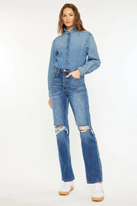  High Rise 90's Boyfriend Jeans Front