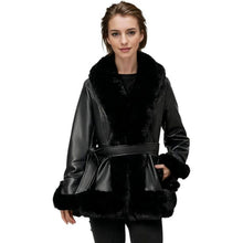 Load image into Gallery viewer, Thick Faux Fur, Faux Fur Leather Jacket Women , 2X, 20A-196T007