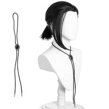 Load image into Gallery viewer, Men Short Black Pigtail Synthetic Hair Wigs with Bolo Tie, 24G-164WIG001