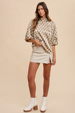 Load image into Gallery viewer, Annie Wear Tie Back Abstract Print Mock Neck Half Sleeve Blouse