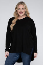 Load image into Gallery viewer, ZENANA Plus Dolman Sleeve V-Neck Side Slit Hi-Low Hem Top