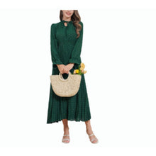 Load image into Gallery viewer, Casual Long Sleeve Swiss Dot Pleated Flowy Cocktail Dress, SMALL, 4L-137D002