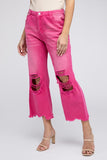 BiBi Distressed Vintage Washed Wide Leg Pants