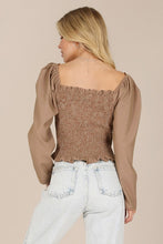 Load image into Gallery viewer, Lilou LS square neck smocking top