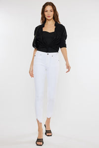 Kan Can USA High Rise Hem Detail Ankle Skinny Jeans - KC7267WT