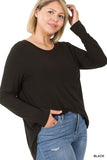 ZENANA Plus Long Sleeve Round Neck Round Hem Top