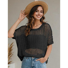 Load image into Gallery viewer, Crochet Short Sleeve Mesh Knit Sweater, SIZE XS, 20D-170T012