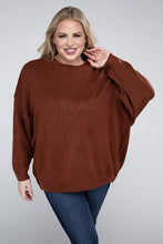 Load image into Gallery viewer, ZENANA Plus Oversized Round Neck Raw Seam Melange Sweater