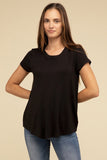 ZENANA Round Hem Rayon Short Sleeve Top