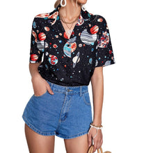 Load image into Gallery viewer, Casual V Neck Collared Button Up Blouse Top, MEDIUM, 9E-145T010