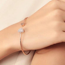 Load image into Gallery viewer, Crystal Double Heart Cuff Opening Bracelet 10E-J015