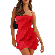 Load image into Gallery viewer, Backless Spaghetti Strap Sheath Bodycon Ruffle Mini Dresses, S, 1E-141D009