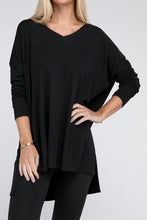 Load image into Gallery viewer, ZENANA Dolman Long Sleeve V-Neck Side Slit Hi-Low Hem Top