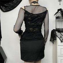 Load image into Gallery viewer, Gothic Fishnet Patchwork Ripped Top, Small, 22F-199T007