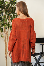 Load image into Gallery viewer, Davi &amp; Dani Openwork Side Slit Drop Shoulder Knit Cover Up