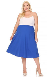 Moa Collection Solid high waisted, A-line, midi skirt