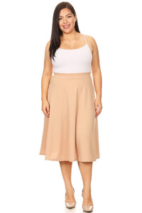 Moa Collection Solid high waisted, A-line, midi skirt