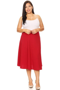 Moa Collection Solid high waisted, A-line, midi skirt