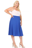 Moa Collection Solid high waisted, A-line, midi skirt