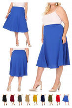 Load image into Gallery viewer, Moa Collection Solid high waisted, A-line, midi skirt