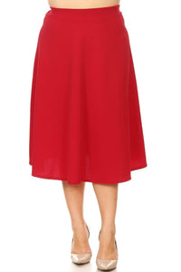 Moa Collection Solid high waisted, A-line, midi skirt