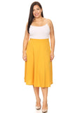 Moa Collection Solid high waisted, A-line, midi skirt