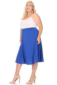 Moa Collection Solid high waisted, A-line, midi skirt