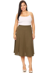 Moa Collection Solid high waisted, A-line, midi skirt