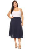 Moa Collection Solid high waisted, A-line, midi skirt