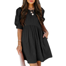 Load image into Gallery viewer, Crewneck Bubble Sleeve Cute Mini Babydoll Dress, size medium, 6K-143D022