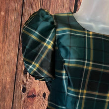 Load image into Gallery viewer, Plaid Green Mini Puff Sleeves Dress, size 10, 9H-143D023