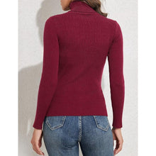 Load image into Gallery viewer, Ribbed Turtleneck Long Sleeve Burgundy Sweater, XL, 23E-198T001
