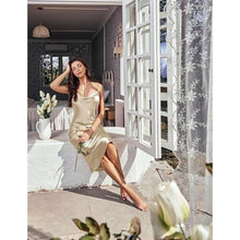 Load image into Gallery viewer, Satin Nightgown Spaghetti Straps Elegant Midi Dress, Small, 21F-197D001