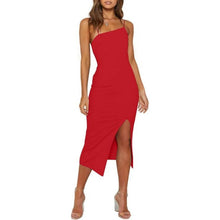 Load image into Gallery viewer, Adjustable Spaghetti Straps Sleeveless High Midi Bodycon Dress, S, 6A-142D009