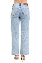 Load image into Gallery viewer, High Waist Stone Wash Straight  Jeans Back