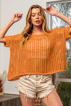 Load image into Gallery viewer, BiBi Hollowed Out Short Sleeve Knit Cover Up