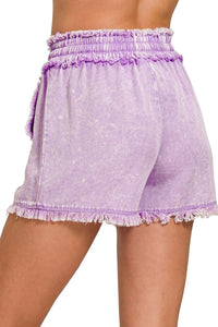 Mineral Frayed Hem Washed Shorts Back