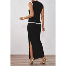 Load image into Gallery viewer, 2 Piece Outfits V-Neck Sleeveless Top Maxi Knit Skirt Sets, SMALL, 9L-145SET004