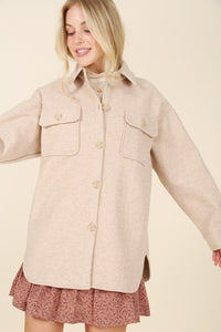 Lilou Light beige shacket with pockets