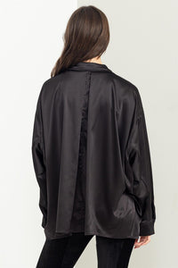 HYFVE COMPLETELY CHARMED OVERSIZED SATIN SHIRT