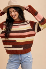 Load image into Gallery viewer, Annie Wear Color Block Round Neck Long Sleeve Sweater