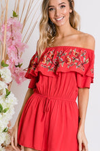 Load image into Gallery viewer, Davi &amp; Dani Floral Embroidered Off Shoulder Romper