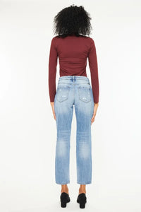 High Rise Distressed Boyfriend Jeans Back