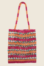 Load image into Gallery viewer, pink and orange Contrast Wooden Beaded Tote Bag