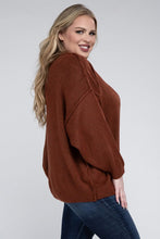 Load image into Gallery viewer, ZENANA Plus Oversized Round Neck Raw Seam Melange Sweater