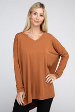 Load image into Gallery viewer, ZENANA Dolman Long Sleeve V-Neck Side Slit Hi-Low Hem Top