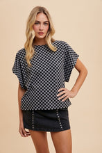 Load image into Gallery viewer, Annie Wear Checkered Round Neck Short Sleeve T-Shirt