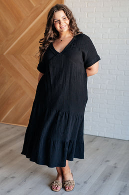 VERY J Always Learning Dolman Sleeve Dress in Black