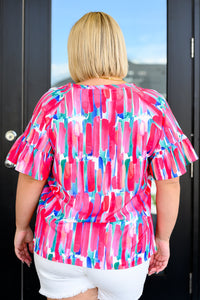 One Eleven North Art Exhibit V-Neck Blouse