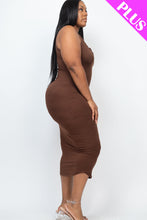 Load image into Gallery viewer, Plus Size Split Neck Tank Midi Dress (CAPELLA)
